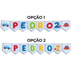 Varal Banner Bandeirola Personalizada CARRINHOS- Aniversário Infantil- Decoração de festa