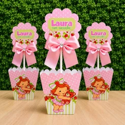 Centro de Mesa Cachepot Personalizado Moranguinho Baby | Decoração Festa Lembrancinha
