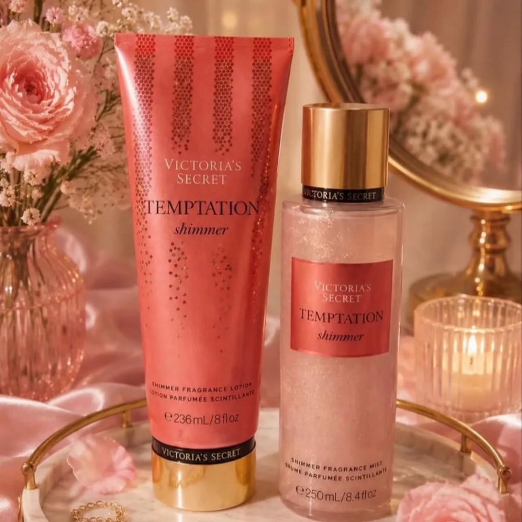 Victoria's Secret Kit Temptation: Body Splash Shimmer 250ml e Creme Hidratante 236ml