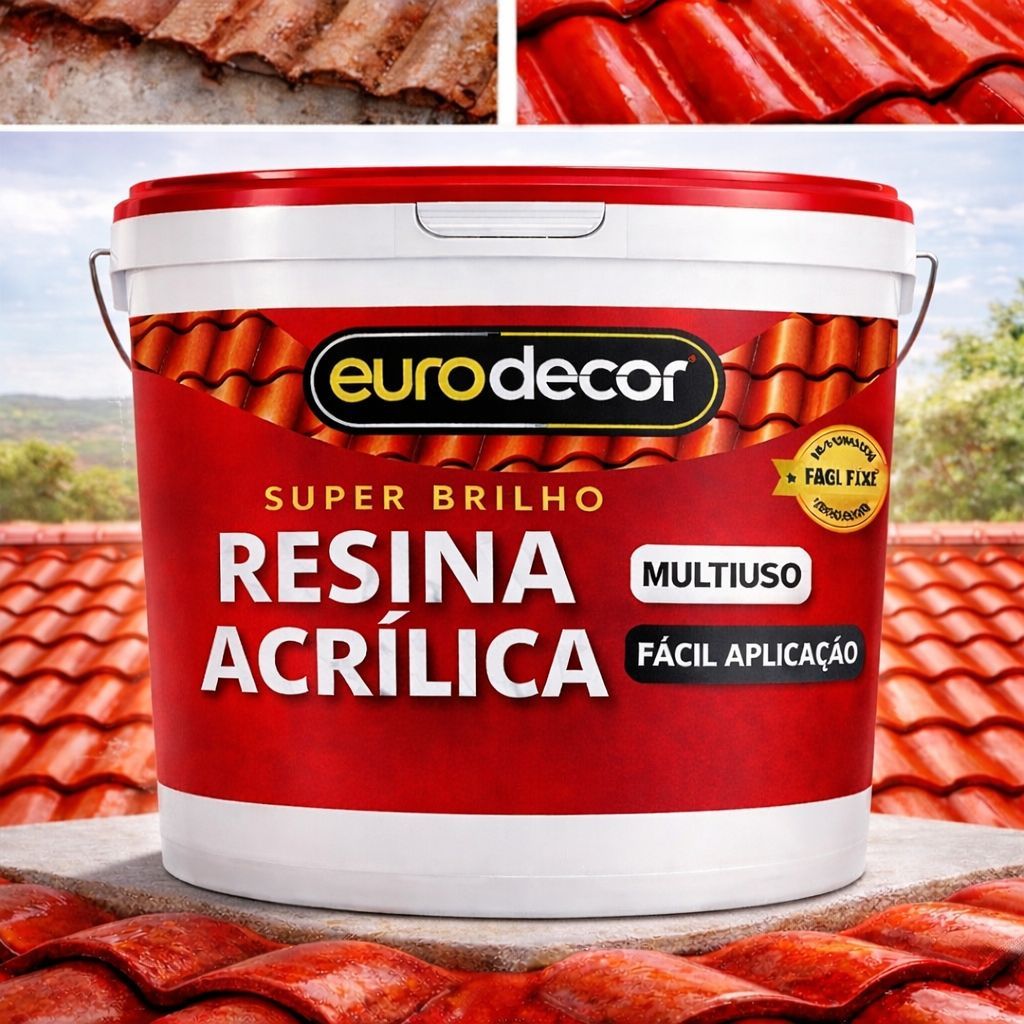 Resina Acrílica 1L e 3,6L Eurodecor Base Água Brilhante, Acetinado e Fosca