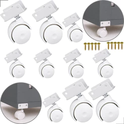 Kit 10 Rodizio Branco Roda Rodinha Berço Cama Chapa U 15mm