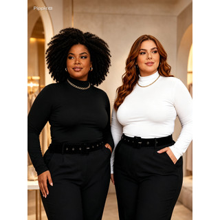 Blusa Segunda Pele Cacharel Manga Longa Plus Size - Moda Feminina