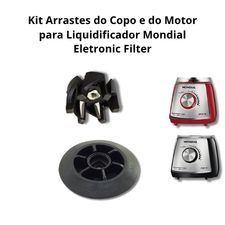 Kit Arraste do Motor e do Copo para Liquidificador Mondial L60 L66 Peça Reposição