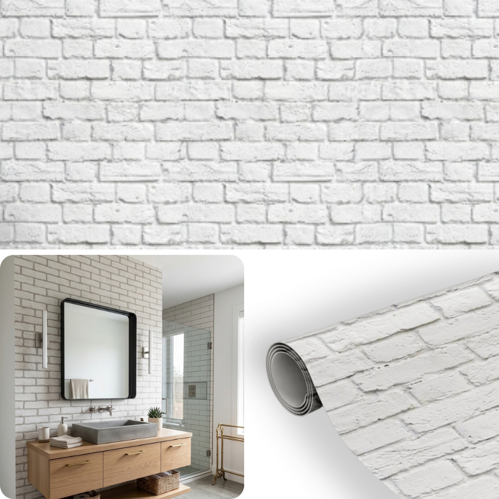 Papel de Parede Tijolinho Branco 3d Adesivo Autocolante Lavável 10 Metros