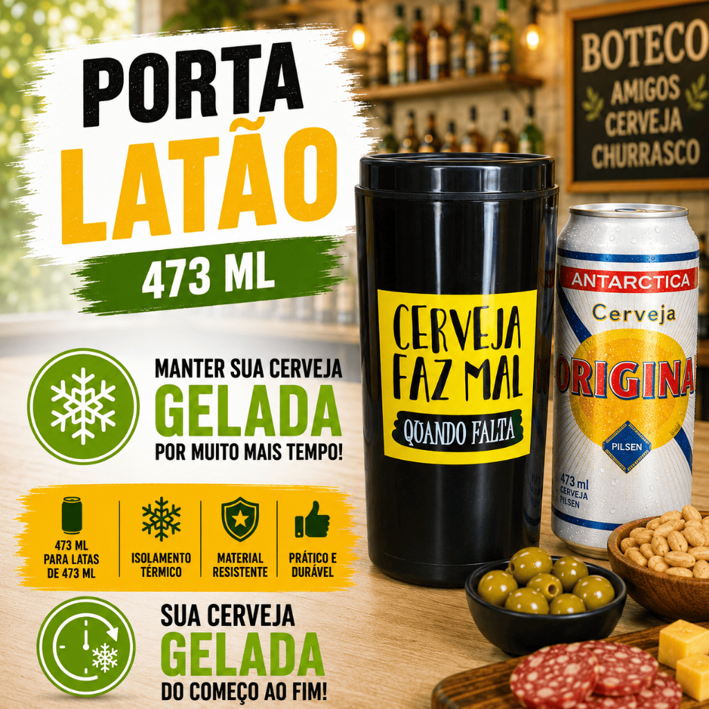 Porta Lata Latão 473ml Suporte Cerveja Lata Térmico Personalizados festa Bar