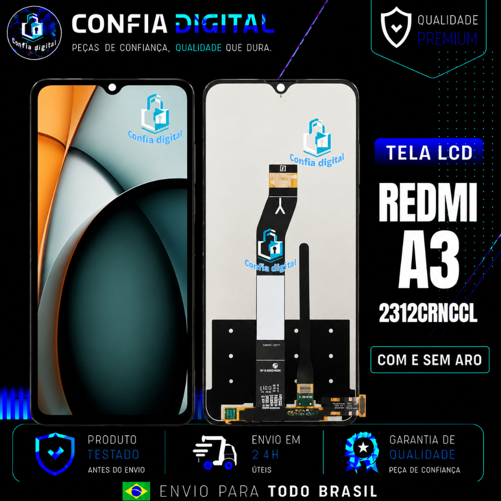Tela Display Frontal Touch Redmi A3 2312CRNCCL Premium Envio Imediato