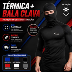 Kit Camisa Térmica com Balaclava Proteção UV 50+