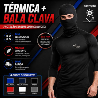 Kit Camisa Térmica com Balaclava Proteção UV 50+