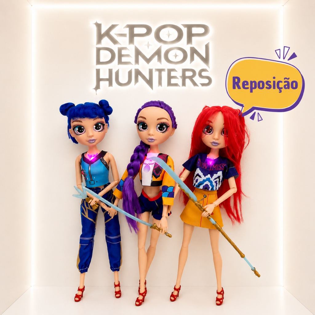 Boneca K-Pop Demon Hunters Guerreiras | Articulada | Musical | Luz | Presente