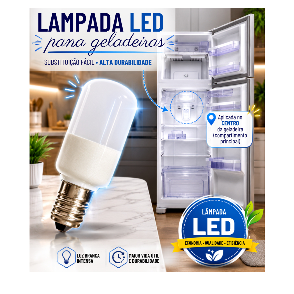 Lampada LED Compatível Geladeira Electrolux E14 3w 6000k