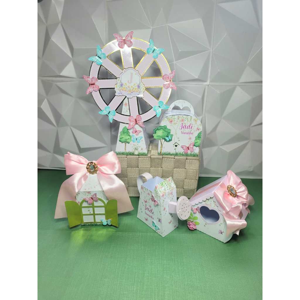 KIT DE CAIXAS TEMA JARDIM ENCANTADO/ JARDIM DAS BORBOLETAS/LEMBRANCINHAS DE ANIVERSÁRIO