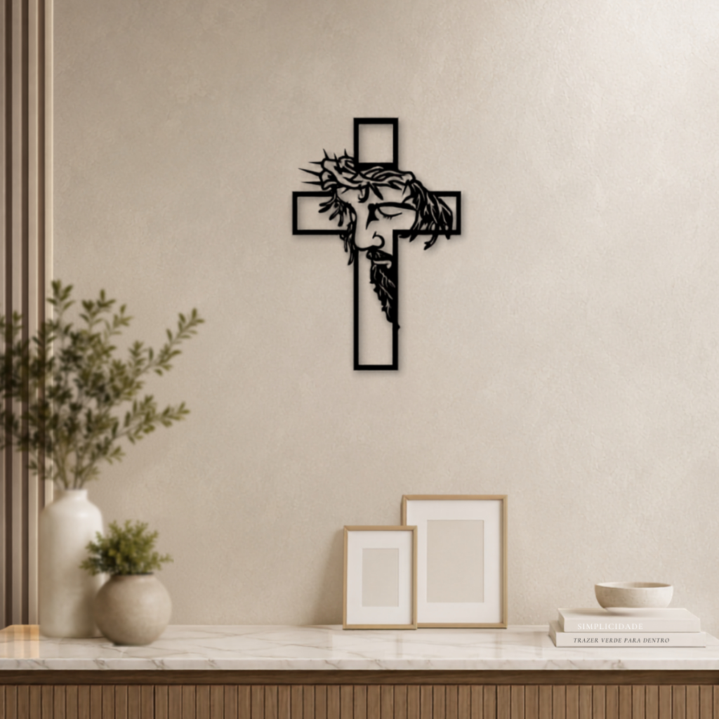 Quadro Decorativo Religioso Cristo Vazado Crucifixo Jesus Moldura Painel Em Relevo Decoração Parede