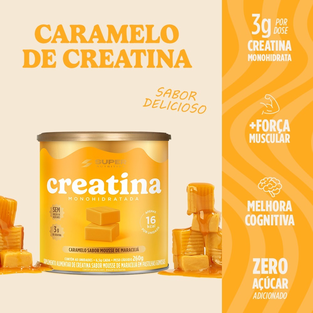 Caramelo de Creatina sabor Mousse de Maracujá (40 unidades)