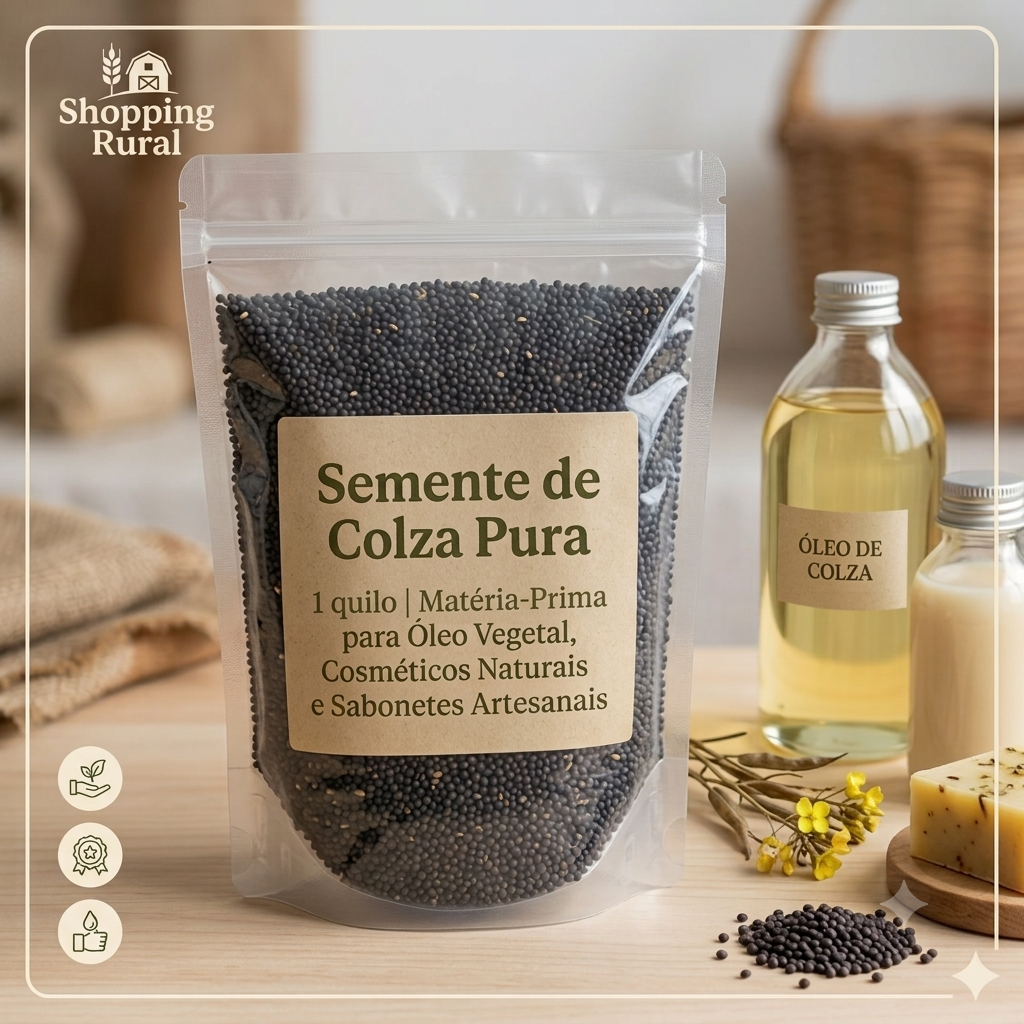 Semente de Colza Premium 1kg e 500G Natural Alta Qualidade para Fazer Óleo Canola Prensagem Plantio e Aves USO VERSÁTIL