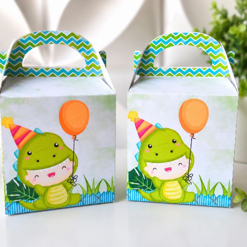 Caixinha Festa Infantil Dinossauro Personalizada Kit 20 un| Lembrancinha com Alça | Mimos| Festa| Lembrancinha Menino