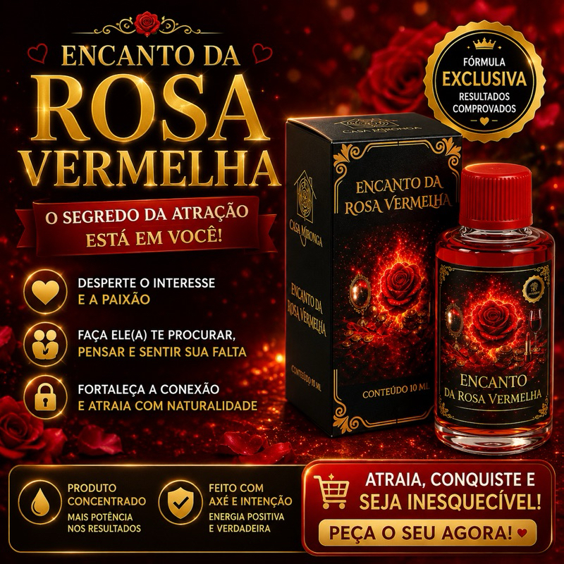 Pomba Gira Rosa Vermelha Perfume Atrativo 10ml, Encanto, Amor Sedução Conquista Charme, perfume de resultado