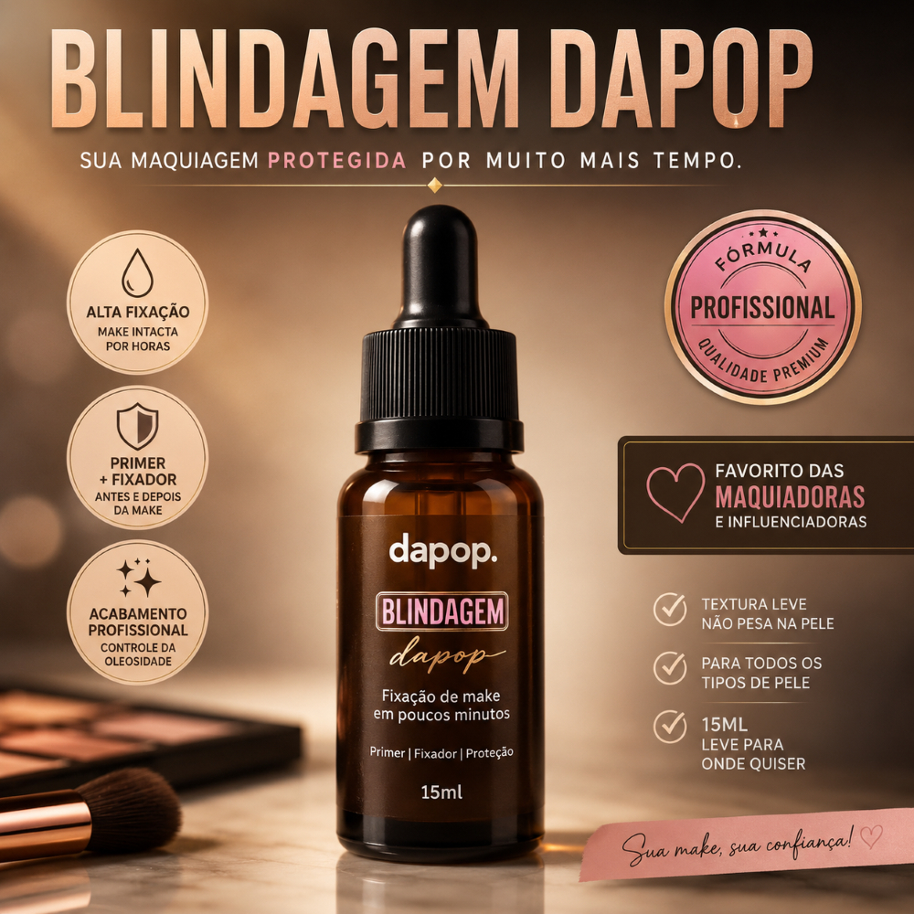 Blindagem Para Maquiagem Dapop 15ml Fixador Facial Longa Duração, Efeito Matte e Controle de Oleosidade
