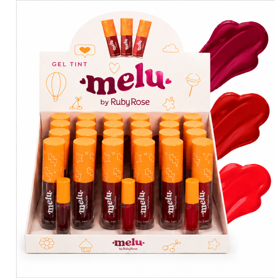 Box 24 Gel Tint Melu Ruby Rose RR8232N Lip Tint Longa Duracao Alta Pigmentacao