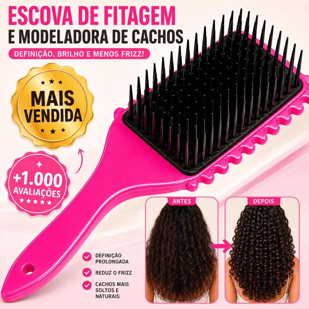 Escova Onda Finalizadora Beauty Flash Finalização para Cabelos Cacheados e Crespos ÓTIMA FINALIZAÇÃO