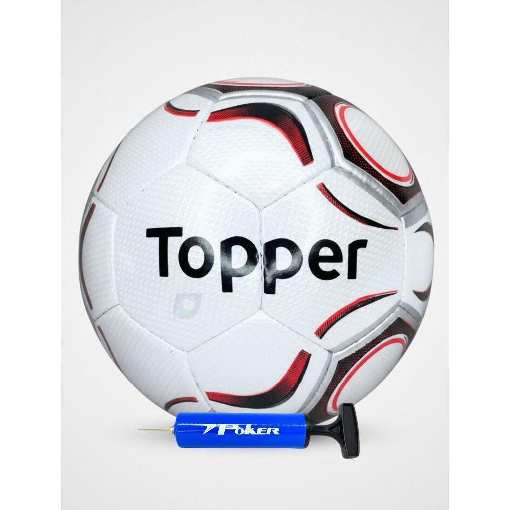Kit Bola Topper Maestro Pro Campo Grama Oficial Costurada A Mão + Bomba de Ar