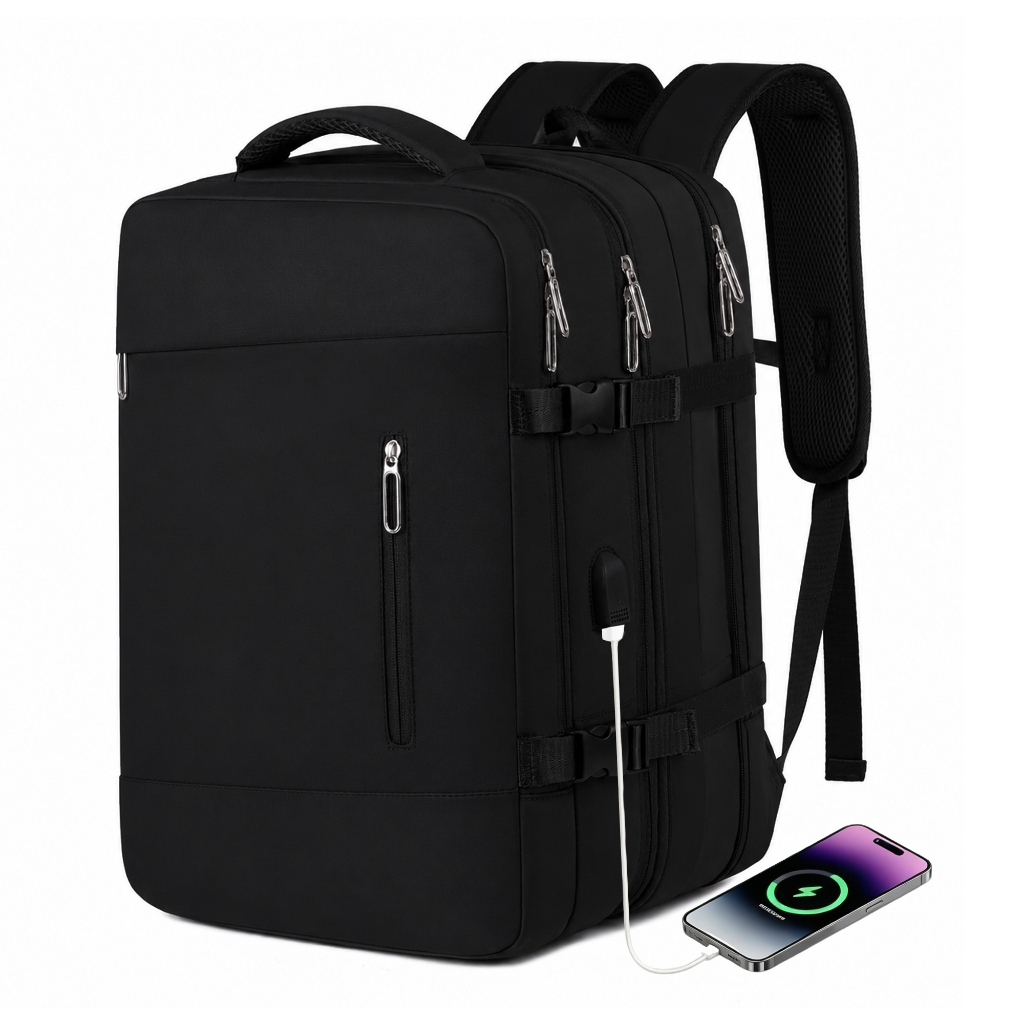 Mochila Executiva Expansível 27-40L Impermeável Reforçada com Porta USB para Notebook Viagem Trabalho Escola