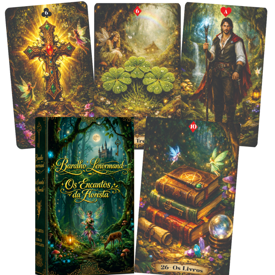 Baralho Cigano Lenormand Floresta Encantada 40 Cartas com Manual Completo