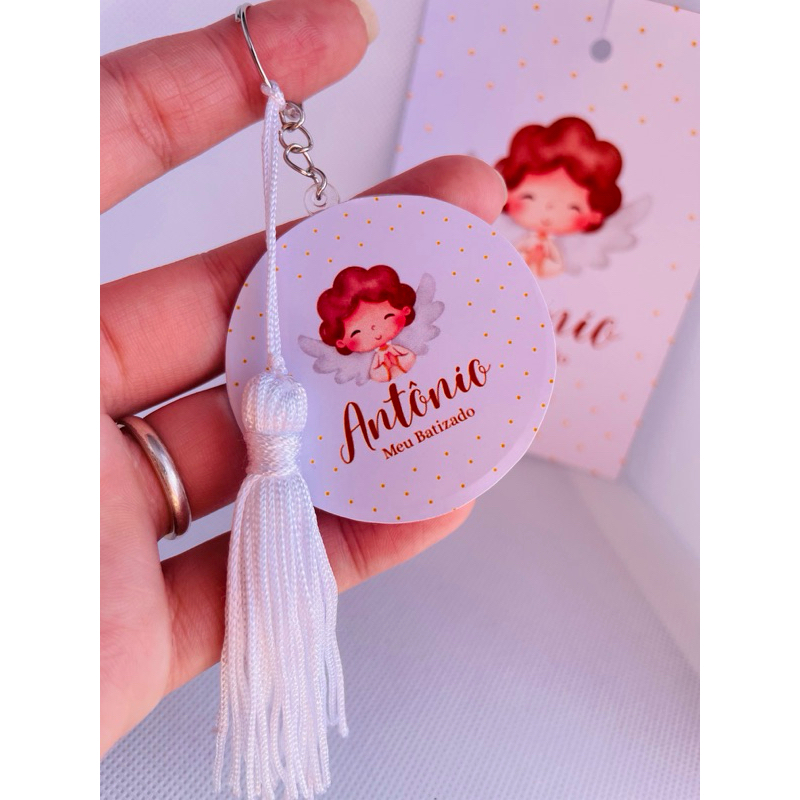 Chaveiro Personalizado Batizado Menino | Primeira Eucaristia | Chaveiro Acrílico | Lembrancinhas Religiosas