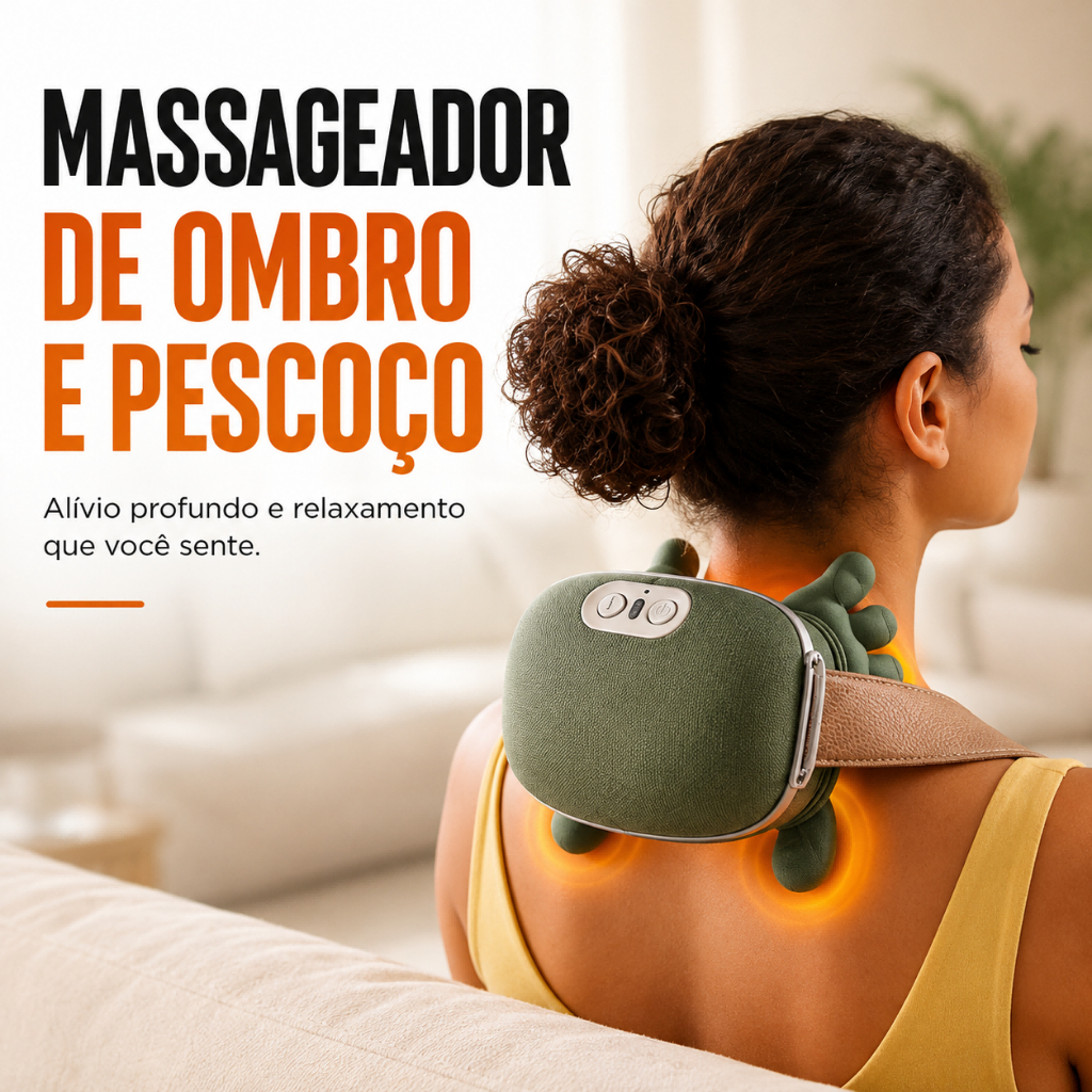 Massageador Cervical Elétrico com Aquecimento 8 Pontos para Pescoço e Ombros Alívio da Dor Relaxamento