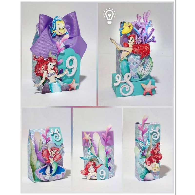 Personalizados infantil para mesa e lembrancinhas princesa Ariel aquarela.