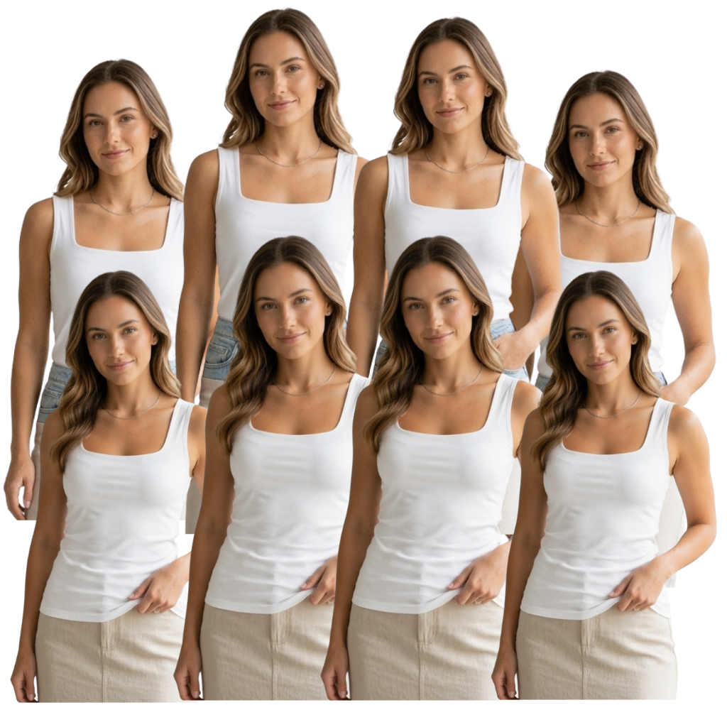 Kit Mega Atacado 8 Blusinhas 97%Viscose 3% elastano Regatas Femininas Gola Quadrada Tendência