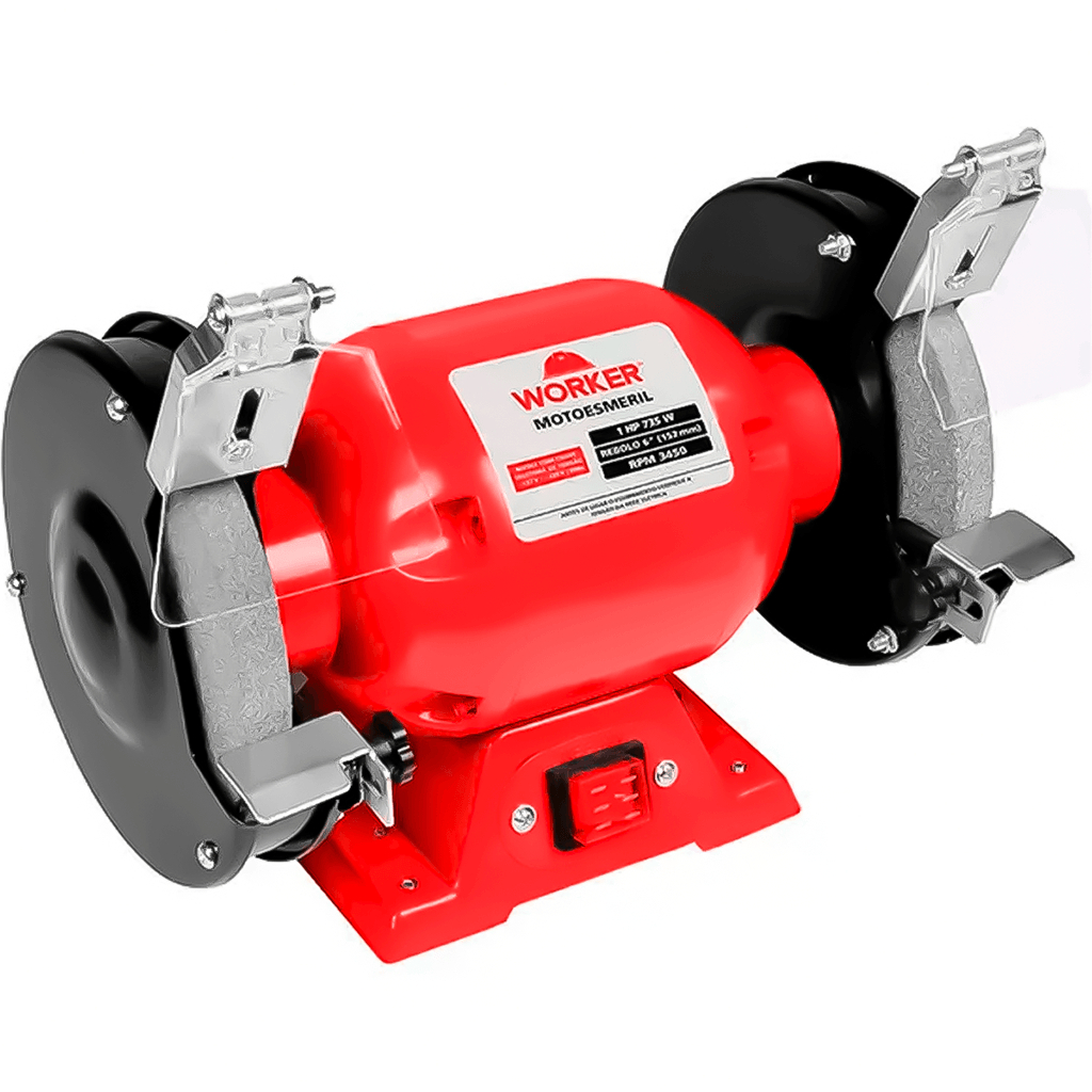 Moto Esmeril De Bancada Worker 6 Polegadas 1HP 735W Bivolt - Base Resistente e Apoio Ajustável — imagem 2 de 2