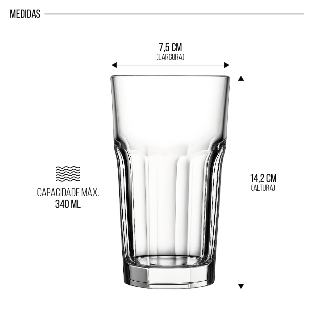 Kit Conjunto De Copos Vidro 360ml Copo De Vidro Resistente Jogo De Copos Grosso escolha kit sua preferencia — imagem 2 de 2