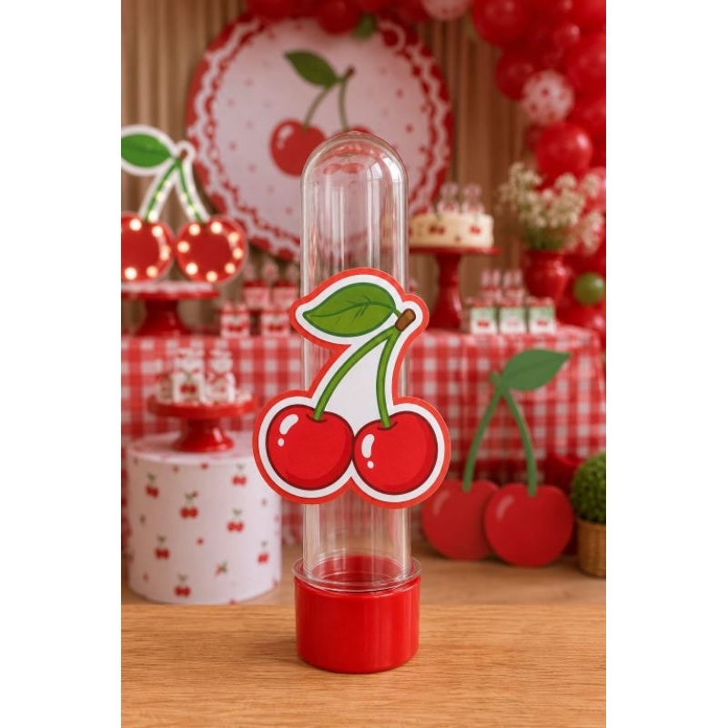 Aplique Tubete Personalizado Cereja / Cerejinha / festa Vermelha | Lembrancinha Festa Infantil | Fazemos Todos os Temas