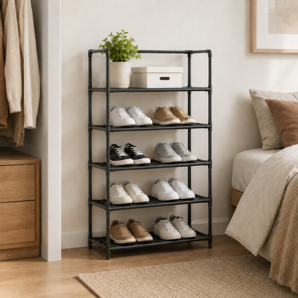 Sapateira Vertical 5 Prateleiras Organizador Sapatos Tênis Closet Armário Multiuso Calçados