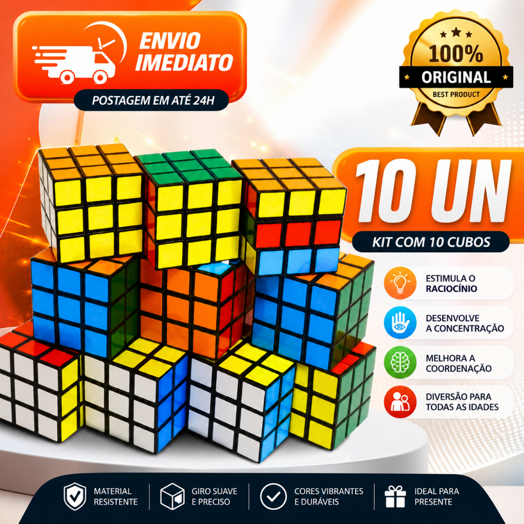 Kit 10/15/20/25/30/35 Cubo Mágico Pequeno 5 x 5 x 5 Cm Clássico Exercitar a Mente Adultos e Crianças