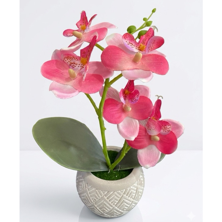 Vaso Decorativo com Orquídea Artificial 23cm Arranjo Floral Decoração Moderna