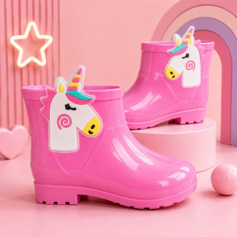 Galocha Infantil Menina Bota Feminina Criança Leve Macia Confortável Borboleta Unicórnio Flamingo