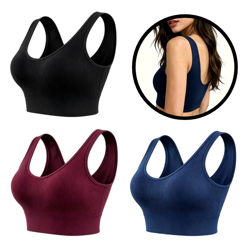 Jcolour Kit 3 Sutiã Top Sem Pescoço Feminino Decotado Esportivo para Fitness Yoga Corrida