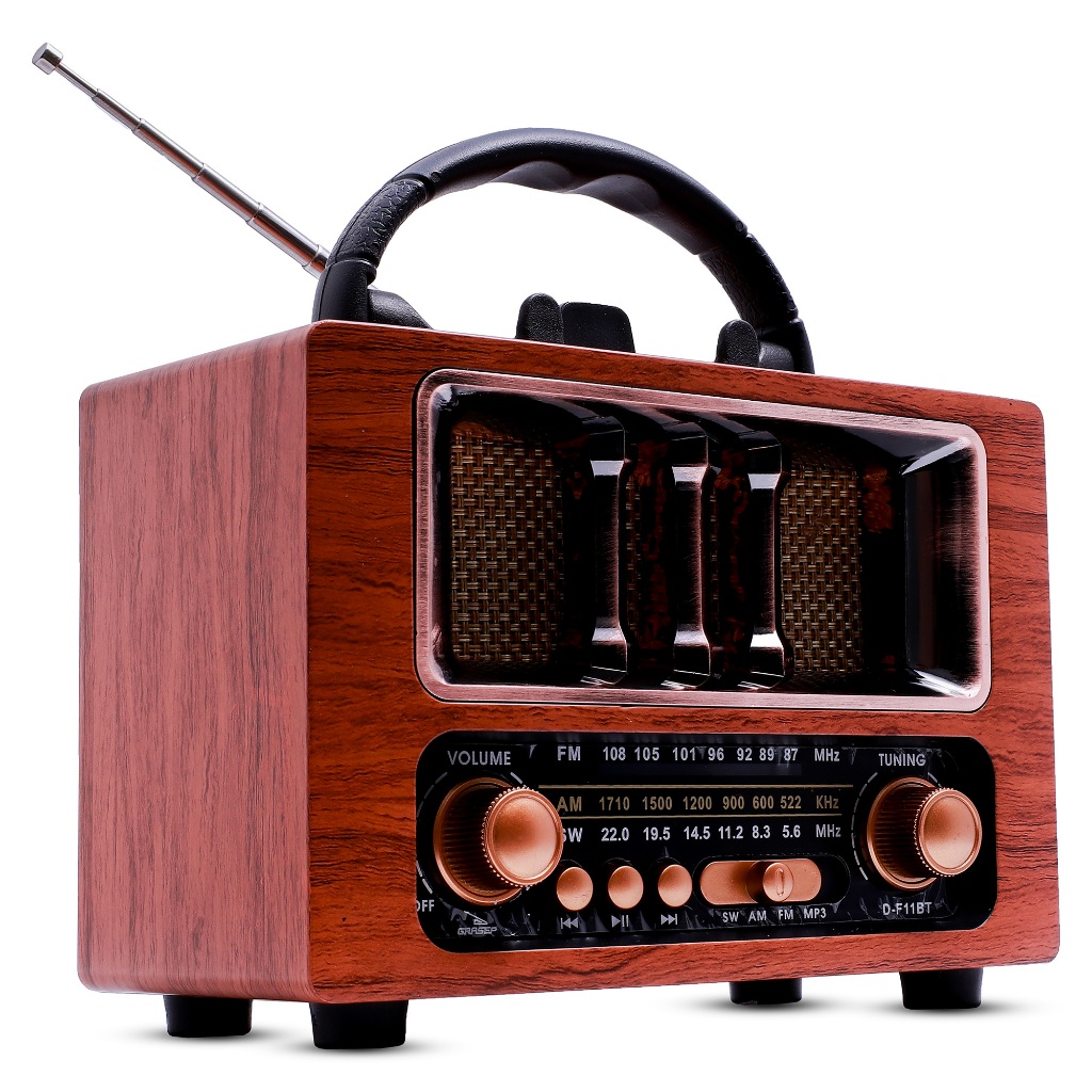Caixa Som Retro Antiga Am Fm Usb Aux Sd Bluetooth Recarregável Som Antena Analogico