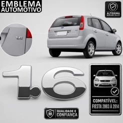 Emblema Letreiro 1.6 Porta Mala Ford FIESTA 2003 A 2014 cromado