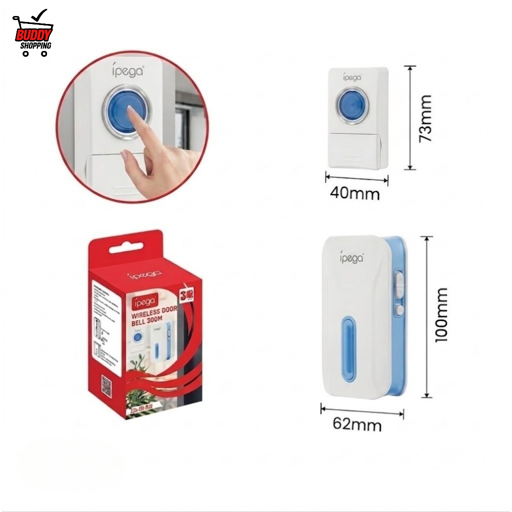Campainha Sem Fio Knup KP-CA333 Inteligente Facil Instalacao Sinal Luminoso Led Premium