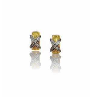Brinco X Dourado inspirado em alta Joalheria Semijoia banhado a ouro