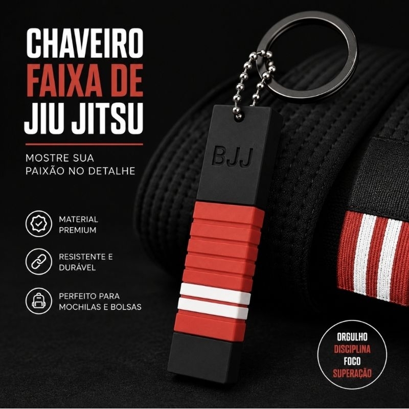 Chaveiro Faixa Jiu Jitsu Brinde Atleta Academia Presente Lutador BJJ com Grau Personalizado