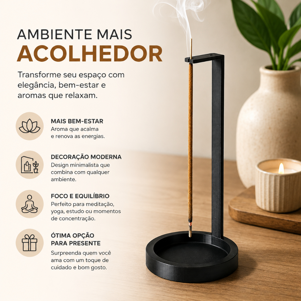 Incensário Invertido Minimalista Suporte para Incenso Decorativo Moderno para Ambiente Sala Quarto — imagem 2 de 2