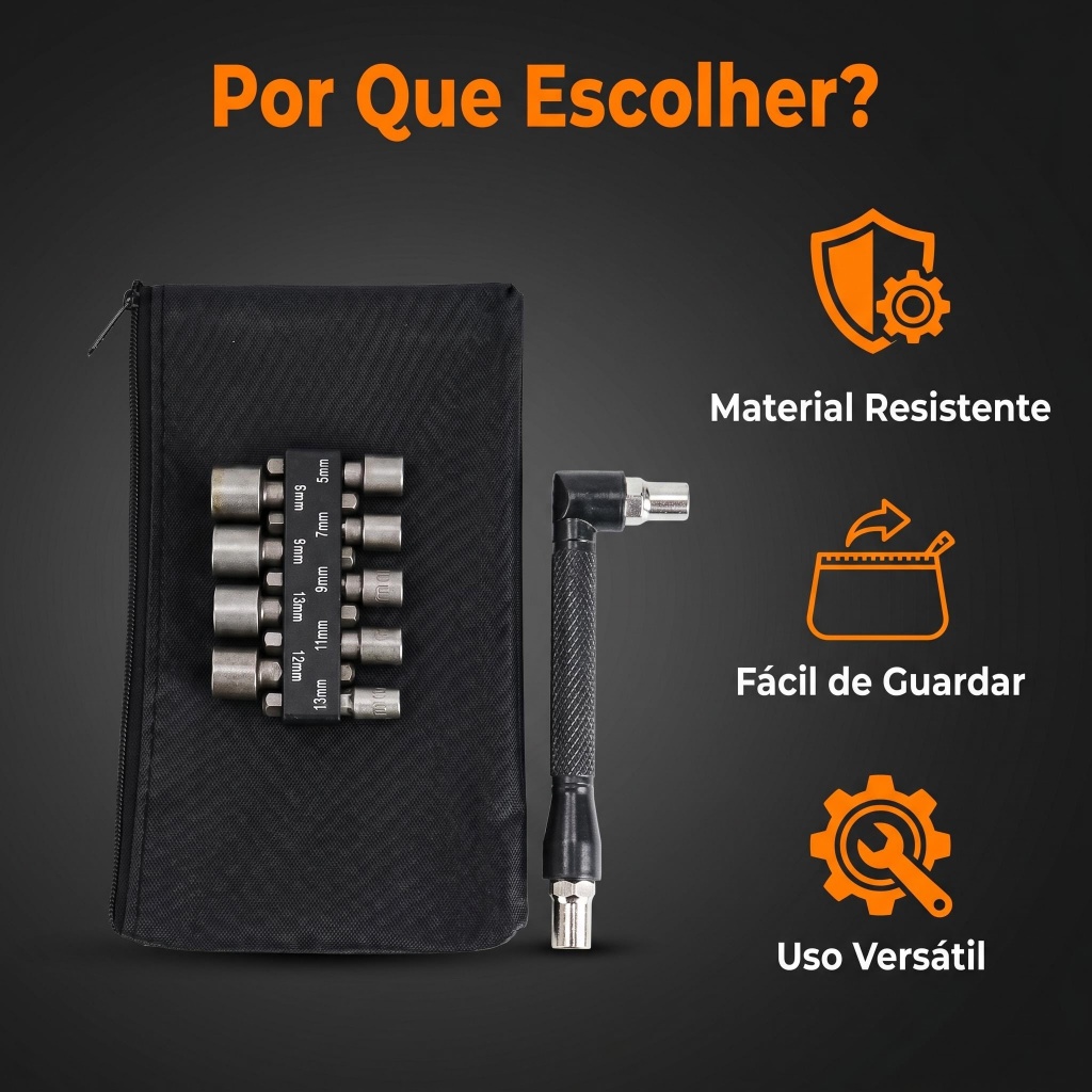 Kit Bits Soquete 11 Unidades Ferramenta Resistente Prática