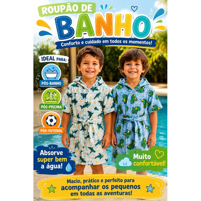ROUPÃO INFANTIL ATOALHADO. ROUPÃO DE TUBARÃO E DINOSSAURO. ROUPÃO ESTAMPADO. ROUPÃO ATOALHADO. ROUPÃO DE BANHO.