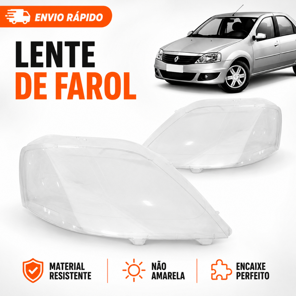 Lente Farol Renault Logan 2011 2012 2013
