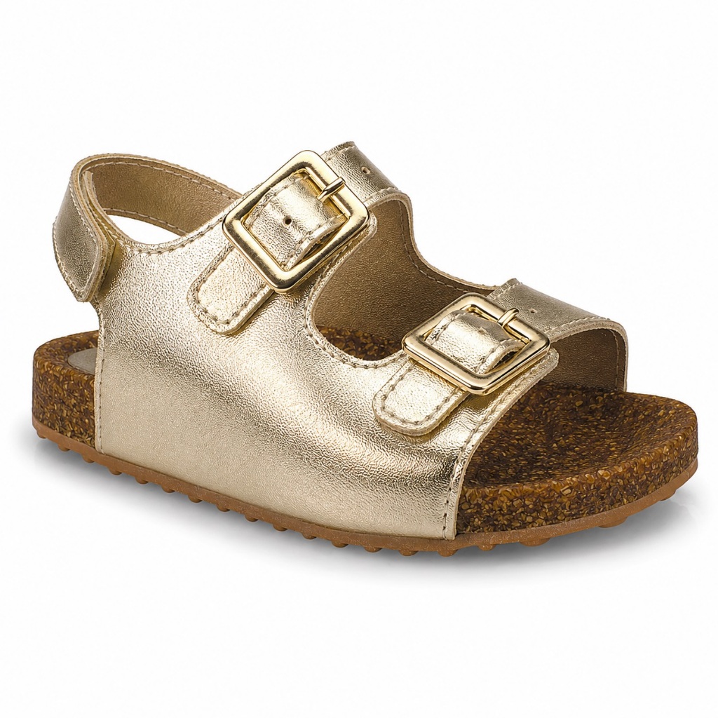Sandália Birken Infantil Feminina Pequito Anatômica Fivela Ajustável Dourado Rosê 9728