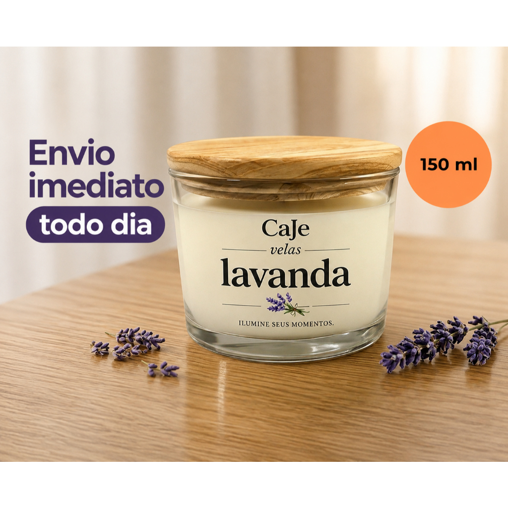 Vela Aromática Artesanal Premium com Tampa de Madeira