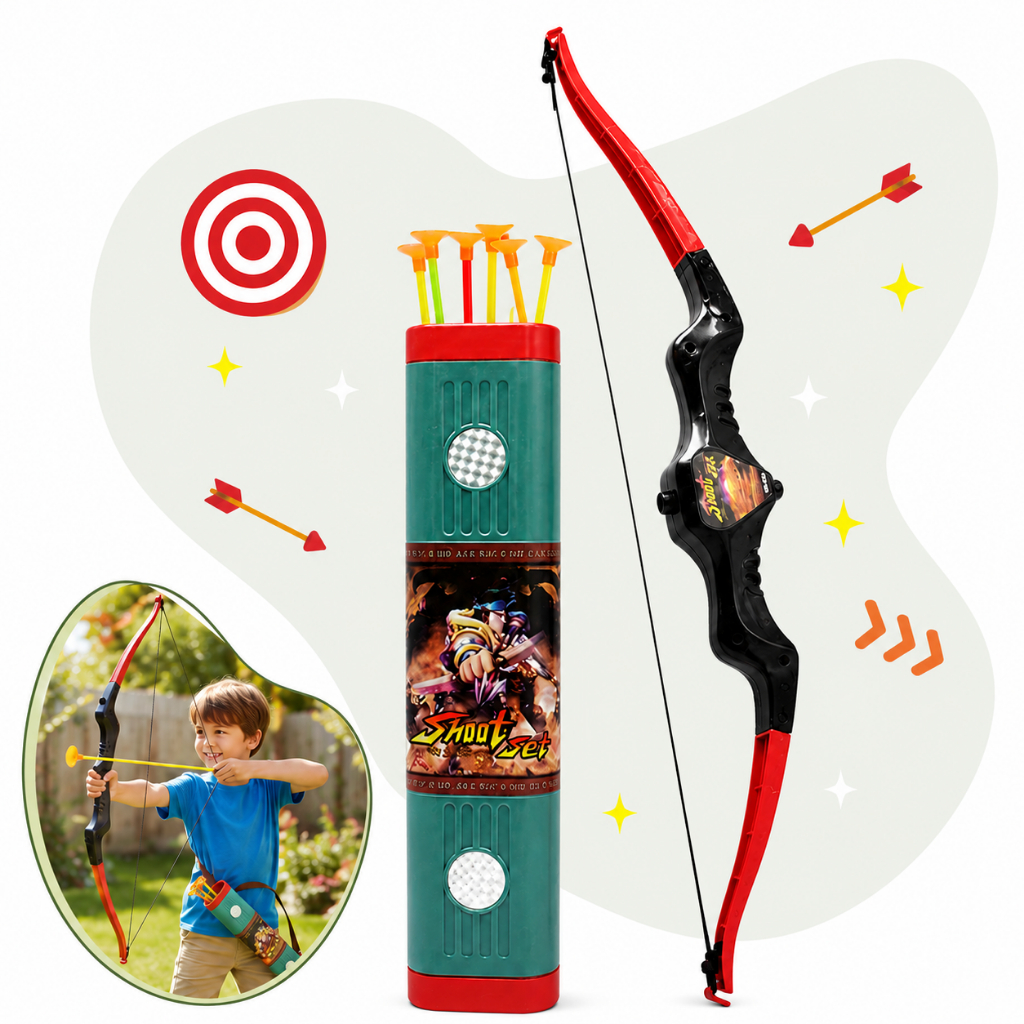 Conjunto Arco E Flecha Infantil Com Bolsa Aljava E Flechas Com Ventosa Educativo Criança Kizumba